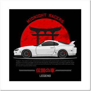 White Supra mk4 Midnight Racer Posters and Art